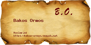 Bakos Ormos névjegykártya